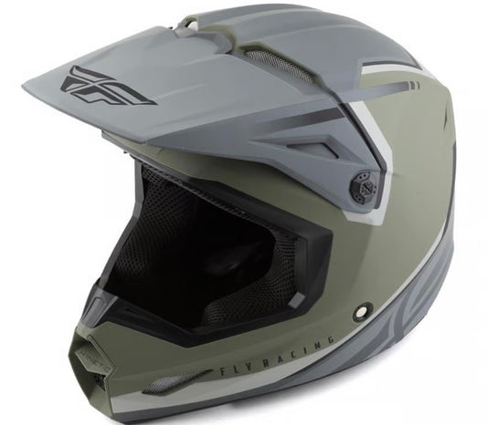 Kinetic Vision Helmet Matte Olive Green/Grey – Size Small