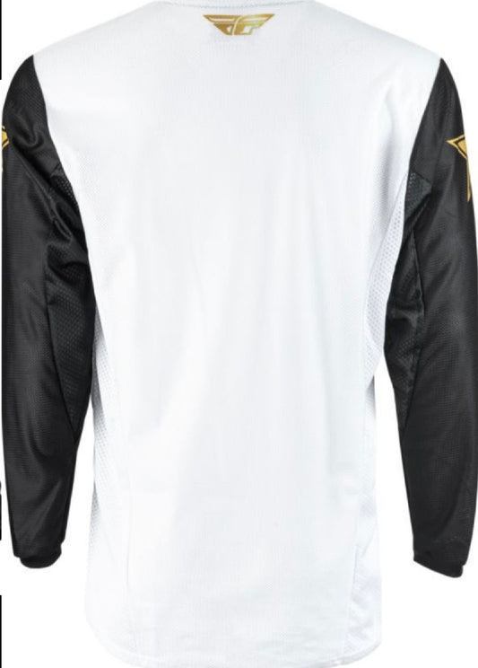 Kinetic Rockstar Mesh Jersey White/Black/Gold – Size 2XL | Performance Mesh Jersey