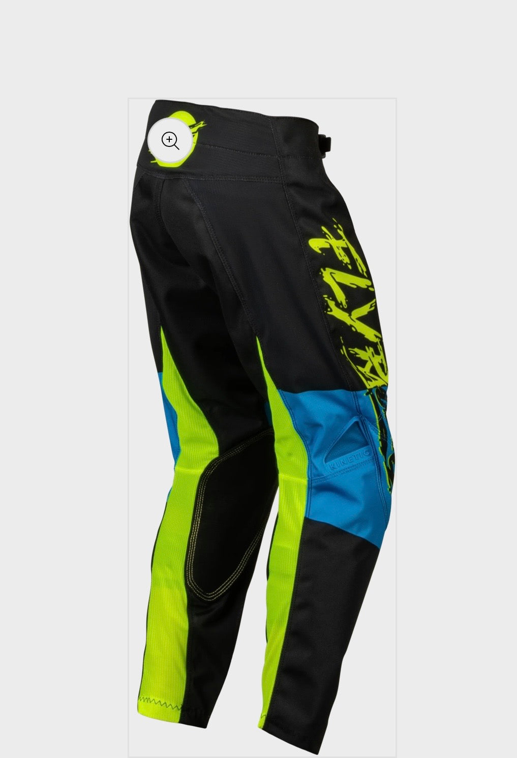 Fly Racing Youth Kinetic Khaos Pants – Hi-Vis/Black/Cyan (Size 22)