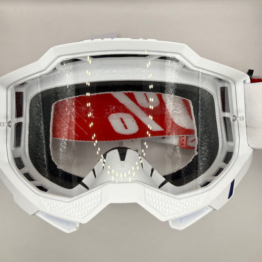 100% Accuri 2 Pure Goggles White/Red – Clear Lens