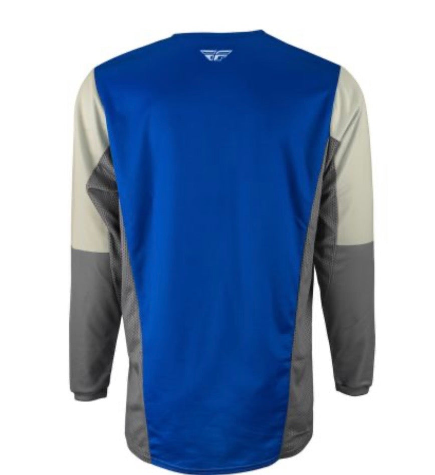 Fly Racing Kinetic Jet Jersey Blue/Grey/White | Lightweight Motocross Jersey
