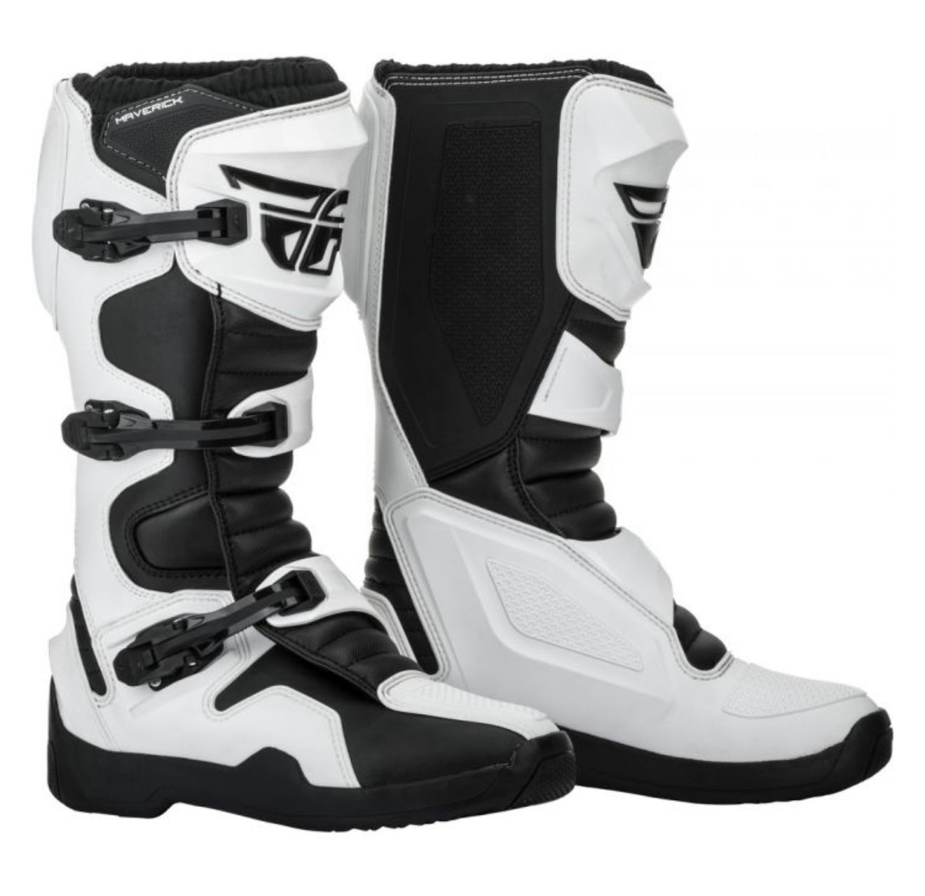 Fly Racing Maverik White/Black Motocross Boots
