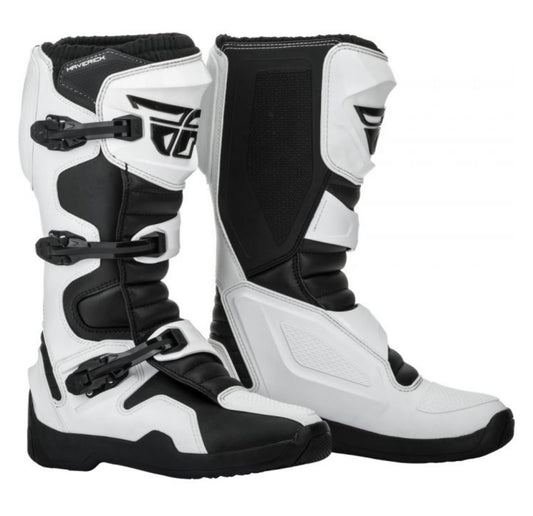 Fly Racing Maverik White/Black Motocross Boots