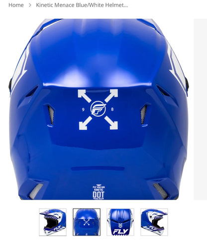 Youth Kinetic Menace Helmet Blue/White – Youth Large