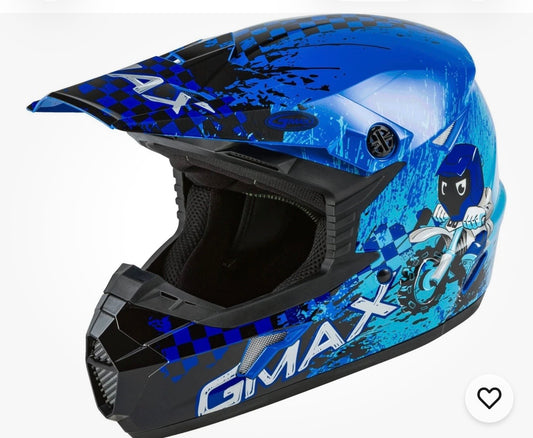 GMAX MX-46Y Off-Road Anim8 Helmet Blue/Silver/Black – Youth Large