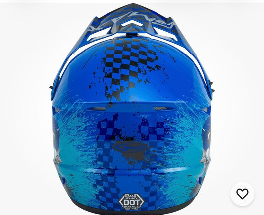 GMAX MX-46Y Off-Road Anim8 Helmet Blue/Silver/Black – Youth Large