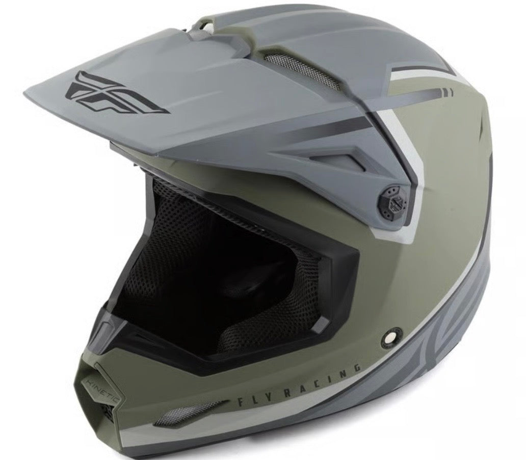 Kinetic Vision Helmet Matte Olive Green/Grey – Size Small