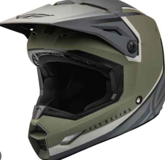 Kinetic Vision Helmet Matte Olive Green/Grey – Size Small