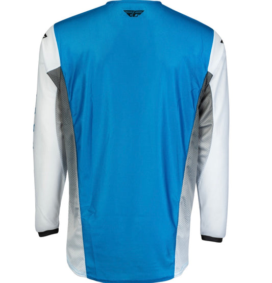 FLY Kinetic Mesh Kore Set Blue/White/Hi-Vis – Jersey Size M / Pants Size 30 | Performance Mesh Set