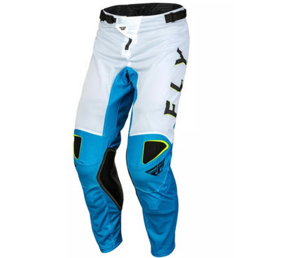 FLY Kinetic Mesh Kore Set Blue/White/Hi-Vis – Jersey Size M / Pants Size 30 | Performance Mesh Set