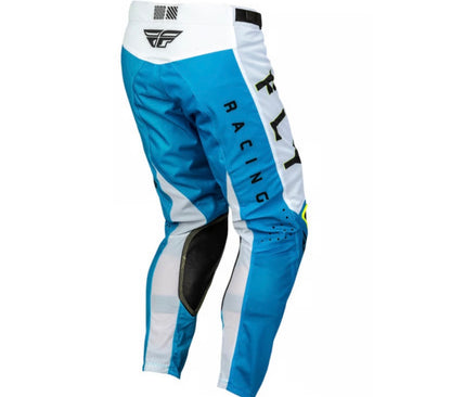 FLY Kinetic Mesh Kore Set Blue/White/Hi-Vis – Jersey Size M / Pants Size 30 | Performance Mesh Set