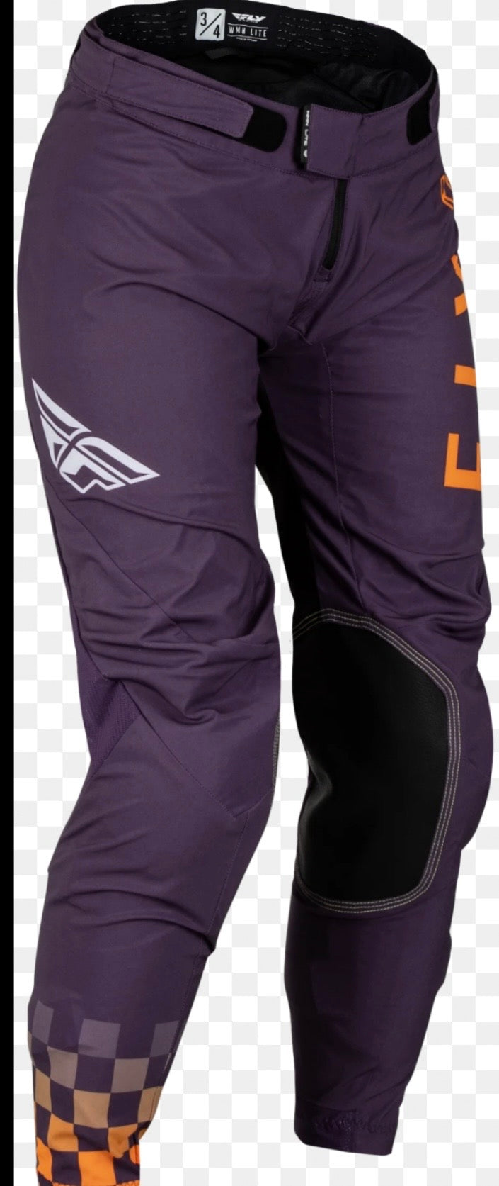 FLY Women Lite Pants Deep Purple/White/Neon Coral – Size 07/08