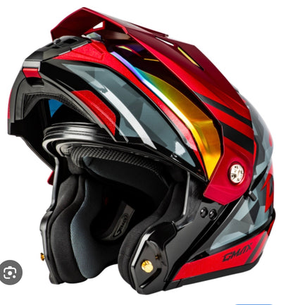 MD-74 Dual Sport Striker Helmet – Black / Gray / Red Metallic