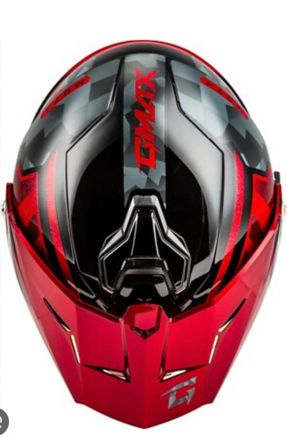 MD-74 Dual Sport Striker Helmet – Black / Gray / Red Metallic