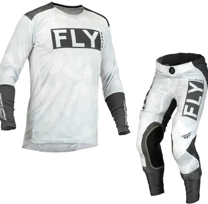 Fly Racing Lite L.E. Stealth Gear Combo – White/Grey | Jersey Large & Pants 32
