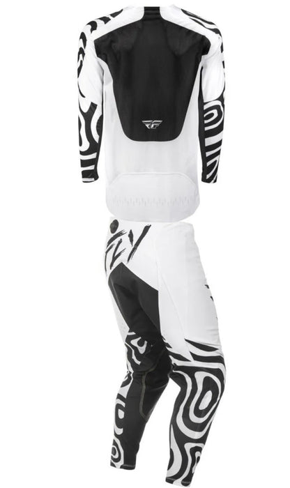 Fly Racing 2025 Evolution DST Abyss Gear Combo – White/Black | Jersey Large & Pants 34
