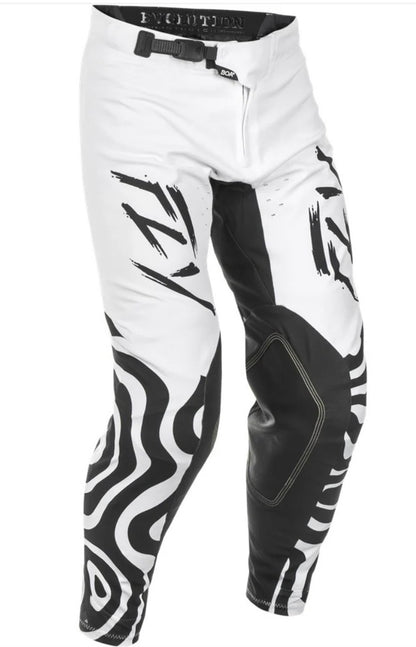 Fly Racing 2025 Evolution DST Abyss Gear Combo – White/Black | Jersey Large & Pants 34