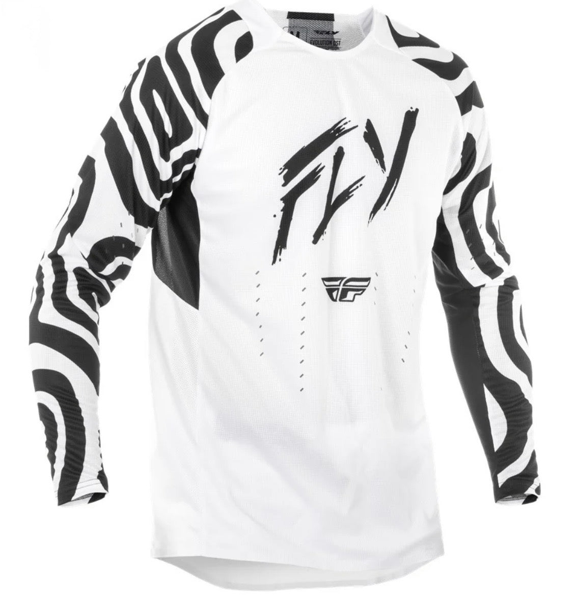 Fly Racing 2025 Evolution DST Abyss Gear Combo – White/Black | Jersey Large & Pants 34