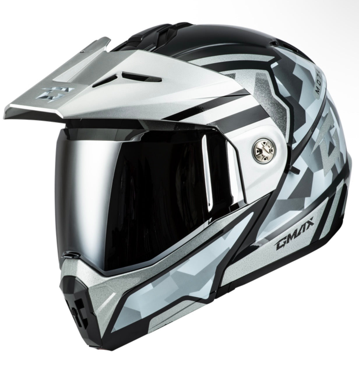 GMAX MD-74 Striker Silver/Blue Metallic Dual Sport Modular Helmet