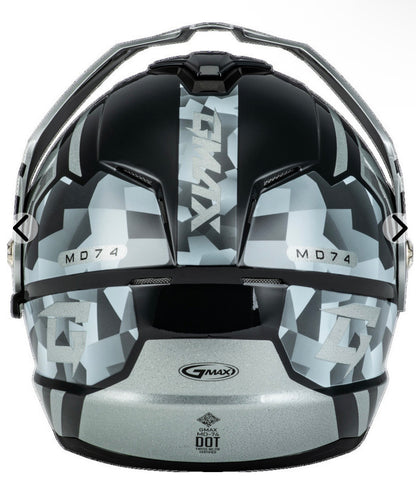 GMAX MD-74 Striker Silver/Blue Metallic Dual Sport Modular Helmet