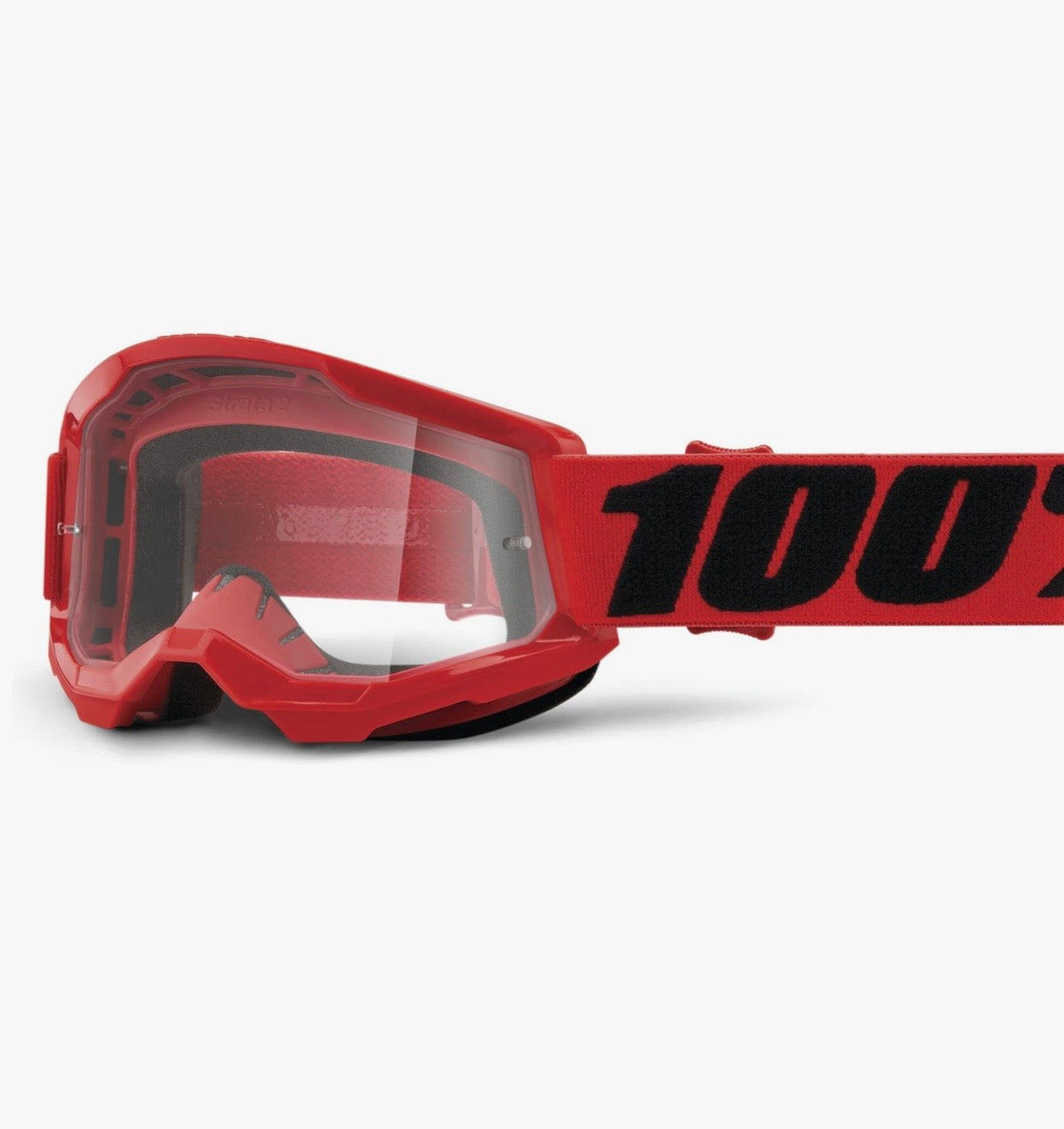 100% Strata 2 Junior Goggles Red – Clear Lens