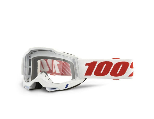 100% Accuri 2 Pure Goggles White/Red – Clear Lens