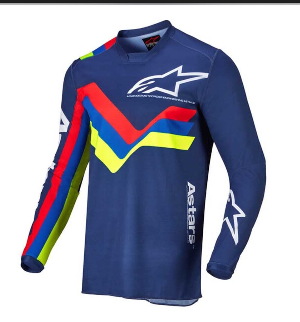 Alpinestars Racer Compass Jersey Navy/Red/Yellow Fluo – Size XL