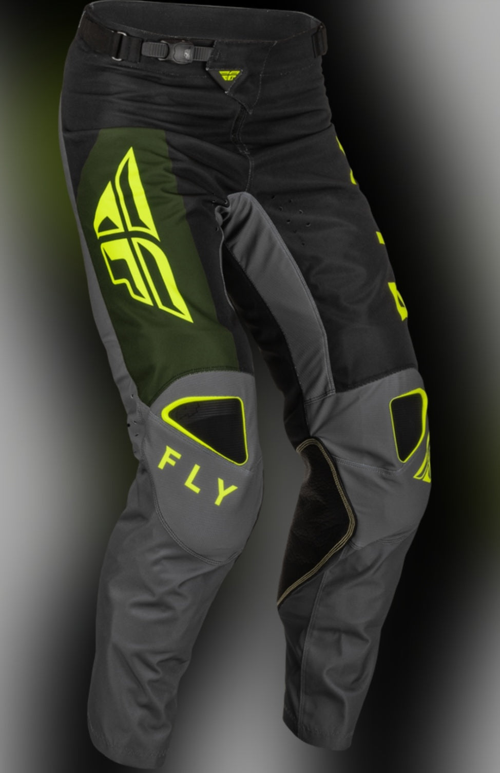 Fly Racing Kinetic Straight Set Jersey S + Pants 32 Black/Olive/Yellow Fluo