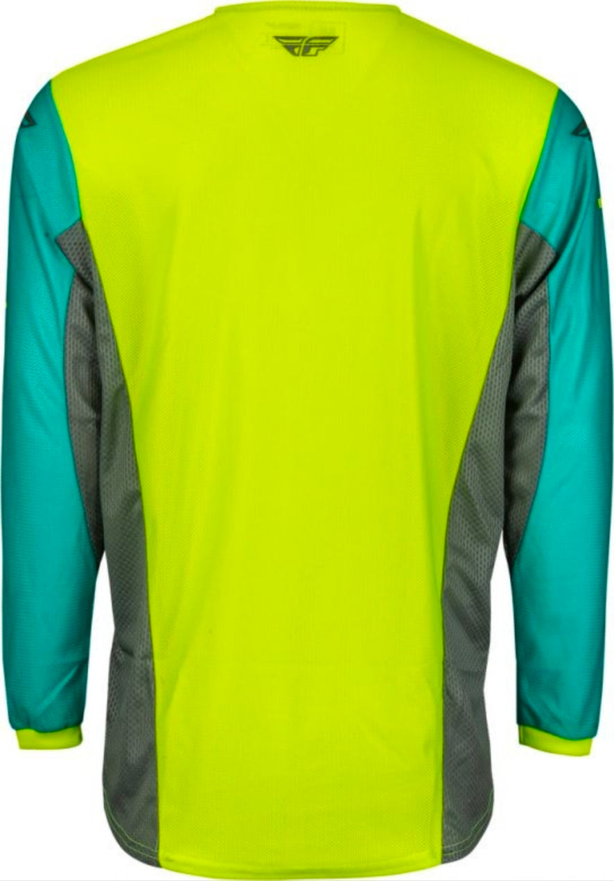 Fly Racing Jersey M & Pants 30 Set – Hi-Vis/Teal/Gray